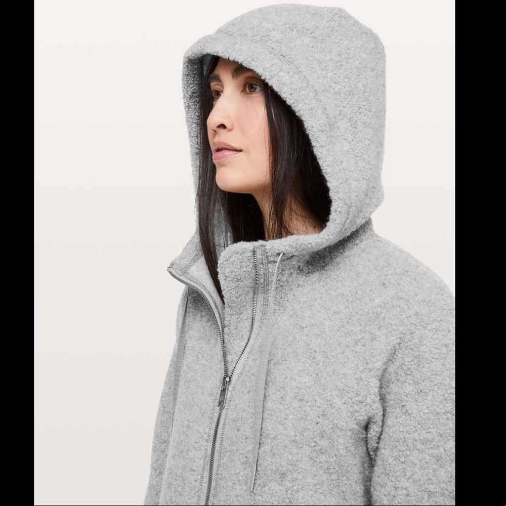 lululemon athletica Light Gray Hooded Fleece Jacket